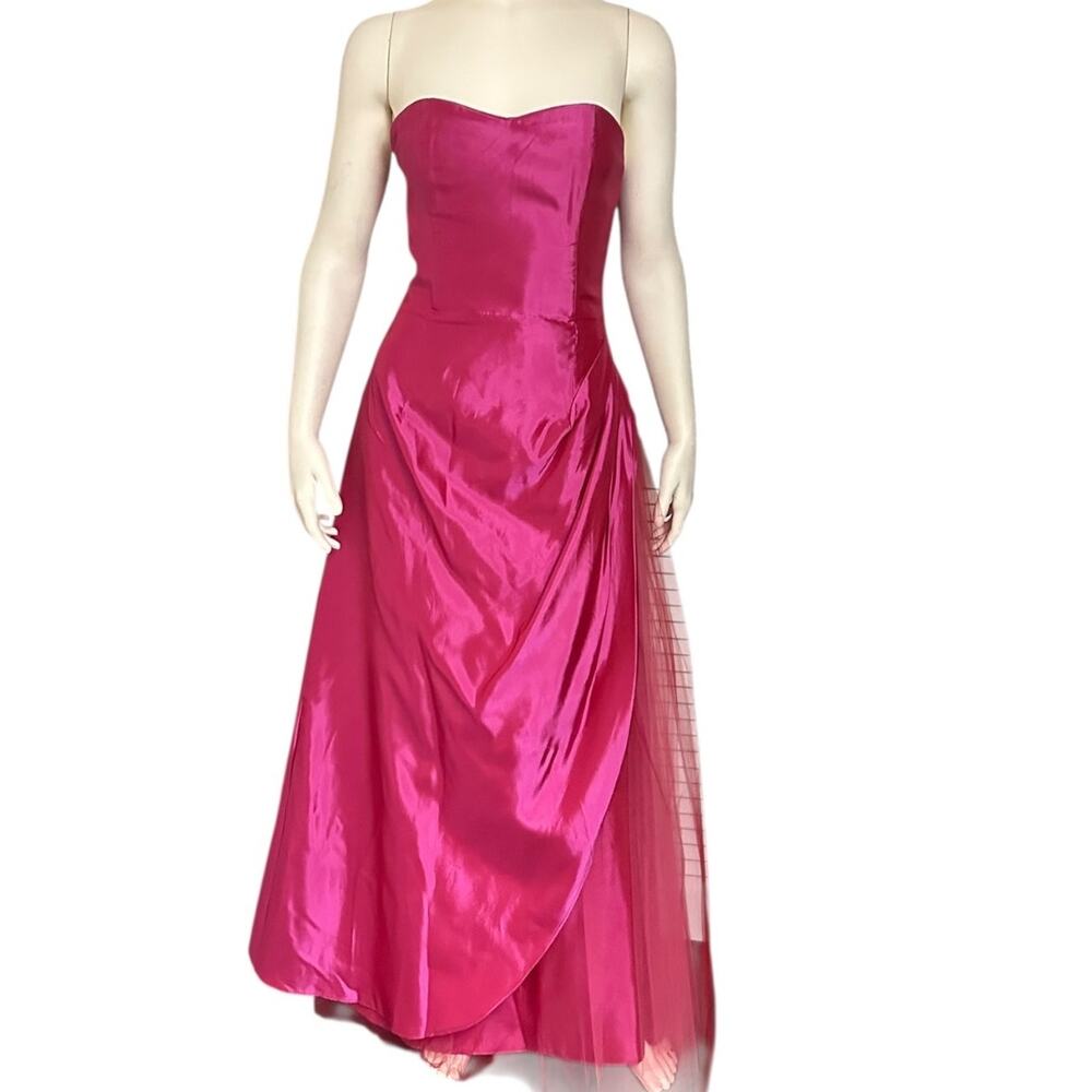 Vintage Y2K Jessica McClintock Gunne Sax Fuchsia Tulle Gown 7 8 USA